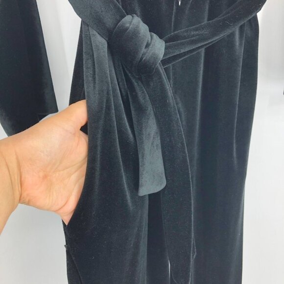 Diamond Tea Gown vintage black  & gold velvet embroidered Jumpsuit Robe 80s SP - Picture 8 of 11